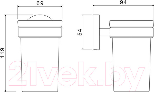 Изображение товара Стакан для зубной щетки и пасты Aquatek Европа AQ4104BGM (черный хром)