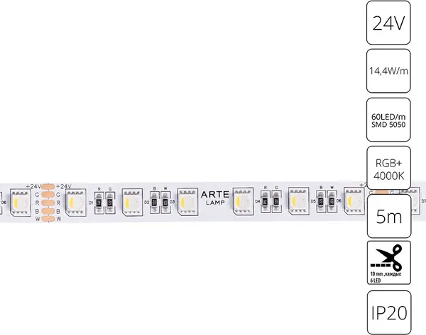 Изображение товара Светодиодная лента Arte Lamp Tape A2406012-01-RGB4K
