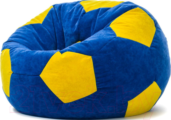 Изображение товара Бескаркасное кресло Kreslomeshki Футбольный мяч XXXL / MV-100x100-SZ (синий/желтый)