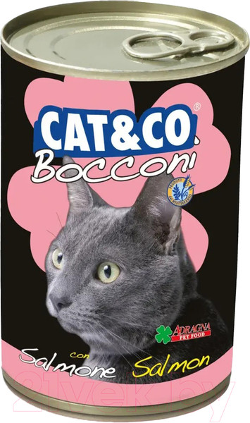 Изображение товара Влажный корм для кошек Adragna Cat&Co кусочки лосося в соусе (405г)