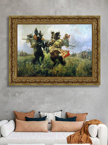 Изображение товара Картина Декарт Поединок Пересвета с Челубеем на Куликовом поле 8Л3779 (в раме)