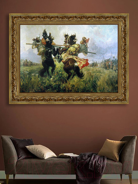 Изображение товара Картина Декарт Поединок Пересвета с Челубеем на Куликовом поле 8Л3779 (в раме)
