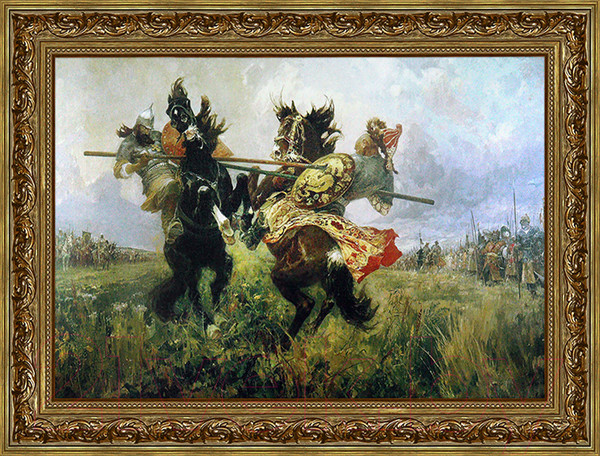 Изображение товара Картина Декарт Поединок Пересвета с Челубеем на Куликовом поле 8Л3779 (в раме)