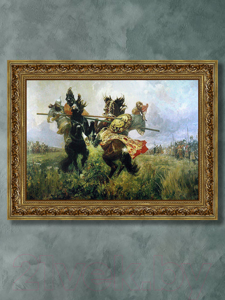 Изображение товара Картина Декарт Поединок Пересвета с Челубеем на Куликовом поле 8Л3779 (в раме)