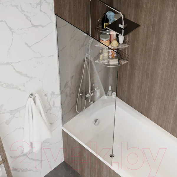 Изображение товара Стеклянная шторка для ванны Teymi Timo 70x140 / T00273 (прозрачное стекло/хром)