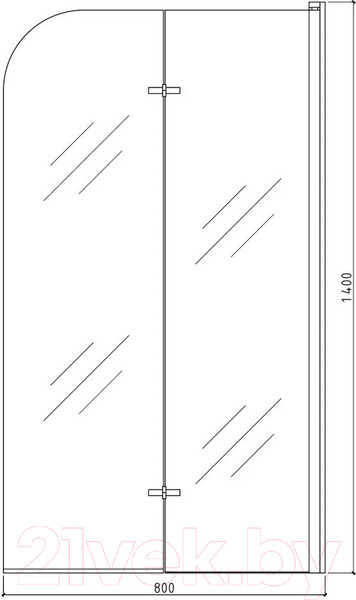 Изображение товара Стеклянная шторка для ванны Teymi Anni 80x140 / T00276 (прозрачное стекло/хром)