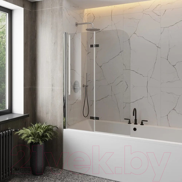 Изображение товара Стеклянная шторка для ванны Teymi Anni 100x140 / T00279 (прозрачное стекло/хром)