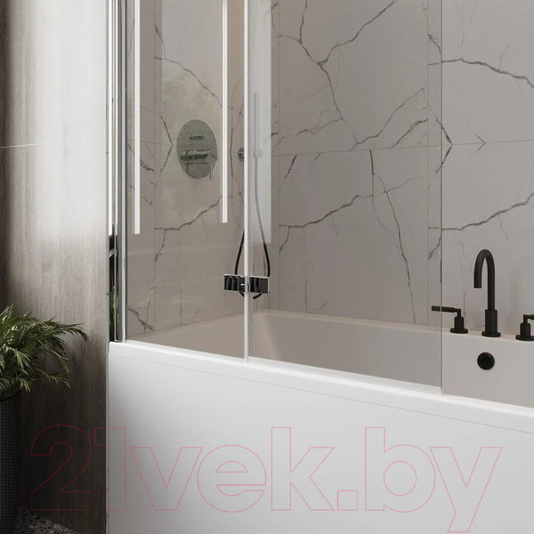 Изображение товара Стеклянная шторка для ванны Teymi Anni 100x140 / T00279 (прозрачное стекло/хром)