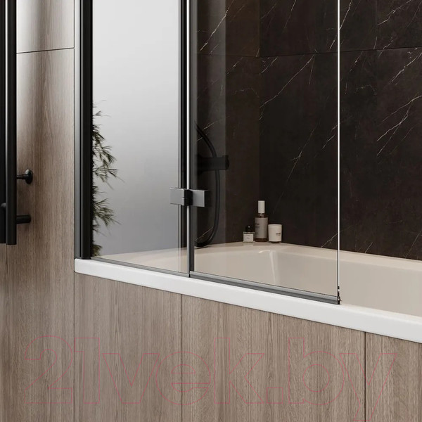 Изображение товара Стеклянная шторка для ванны Teymi Anni 100x140 / T00280 (прозрачное стекло/черный матовый)