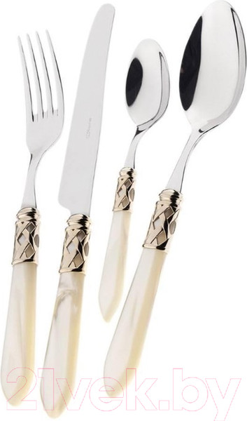 Изображение товара Набор столовых приборов Bugatti Aladdin ALDAM-C4250 (24пр, хром/слоновая кость/золото)
