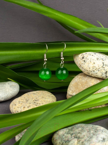 Изображение товара Серьги Wolves Элитный Кошачий глаз 40848 №2 (зеленый)