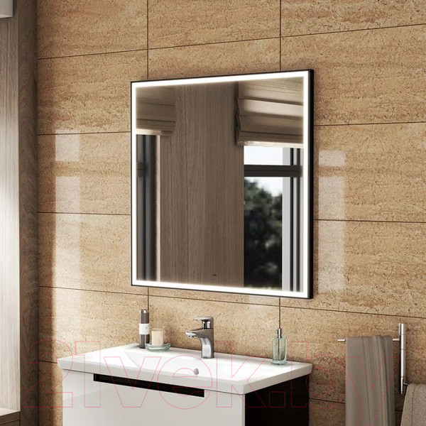 Изображение товара Зеркало Teymi Helmi Black Edition 80x80 / T20305IR (подсветка, сенсор на взмах)