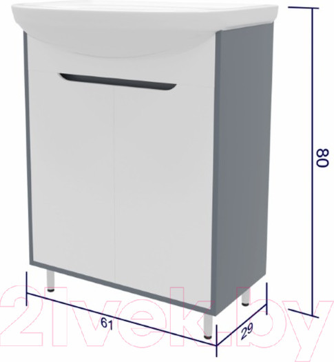Изображение товара Тумба под умывальник Teymi Aina 60 / T60004 (белый/графит)