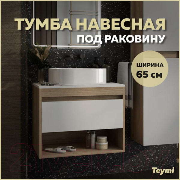 Изображение товара Тумба под умывальник Teymi Ritta 65 / T60520 (дуб эврика/белый матовый)