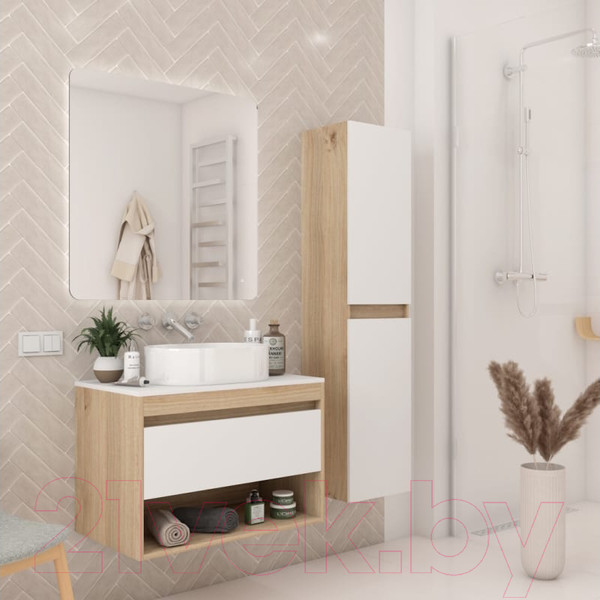 Изображение товара Тумба под умывальник Teymi Ritta 75 / T60521 (дуб эврика/белый матовый)