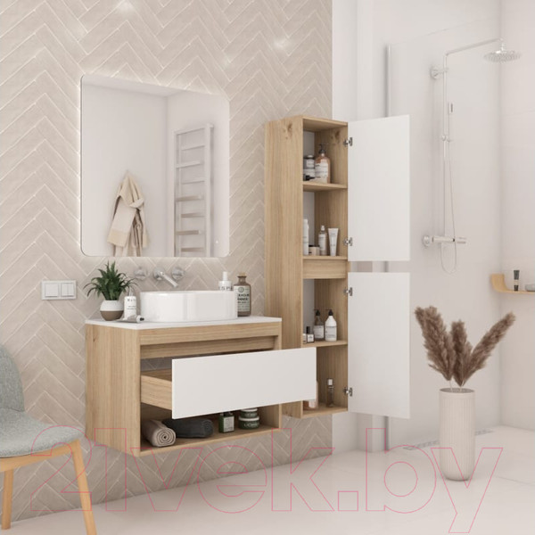 Изображение товара Тумба под умывальник Teymi Ritta 75 / T60521 (дуб эврика/белый матовый)