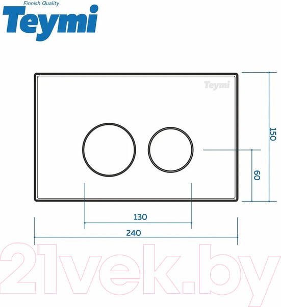 Изображение товара Кнопка для инсталляции Teymi Lina / T70103BM (черный матовый)