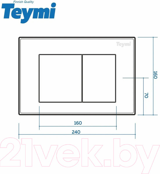 Изображение товара Кнопка для инсталляции Teymi Aina / T70013BM (черный матовый)