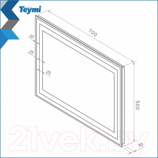 Изображение товара Зеркало Teymi Hanna 70x50 / T20250 (подсветка)