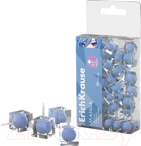 Изображение товара Кнопки канцелярские Erich Krause Manga. Pale Blue / 62058