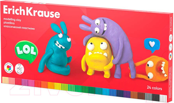 Изображение товара Пластилин Erich Krause Jolly Friends со стеком / 61350 (24цв)