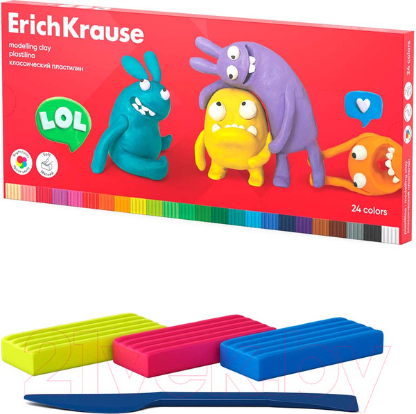 Изображение товара Пластилин Erich Krause Jolly Friends со стеком / 61350 (24цв)