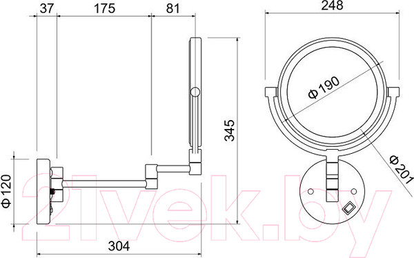 Изображение товара Зеркало косметическое Aquatek AQ4912CR (с подсветкой)