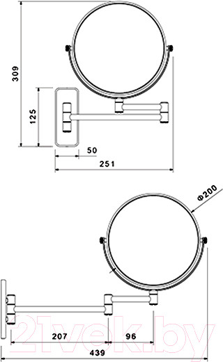 Изображение товара Зеркало косметическое Aquatek AQ4911MB (черный матовый)
