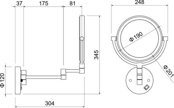 Изображение товара Зеркало косметическое Aquatek AQ4912MB (с подсветкой, черный матовый)