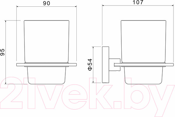 Изображение товара Стакан для зубной щетки и пасты Aquatek Оберон AQ4204MB (черный матовый)
