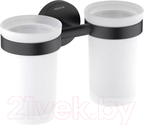 Изображение товара Набор стаканов для зубной щетки и пасты Aquatek Европа AQ4117MB (черный матовый)