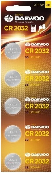 Изображение товара Комплект батареек Daewoo CR2032-BP5 3V 100/5000