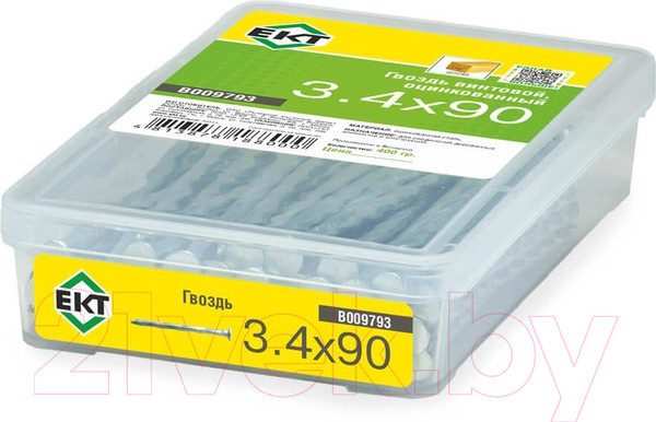 Изображение товара Гвоздь винтовой ЕКТ 3.4x90 / B009793 (400г, цинк)