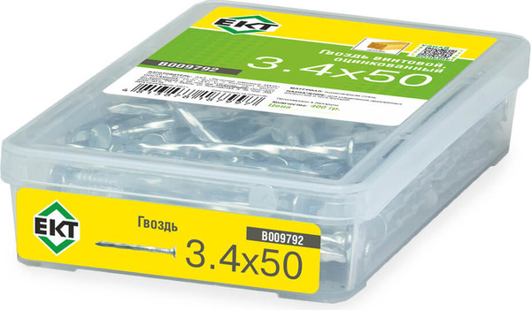Изображение товара Гвоздь винтовой ЕКТ 3.4x50 / B009792 (400г, цинк)
