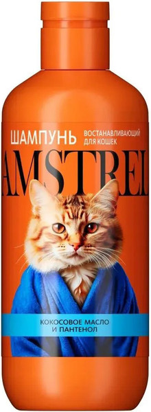 Изображение товара Шампунь для животных Amstrel Восстанавливающий с кокосовым маслом и пантенолом для кошек (300мл)