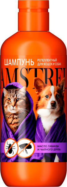 Изображение товара Шампунь для животных Amstrel Репеллентный для кошек и собак с маслом лаванды и чайн. дерева (300мл)
