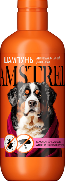 Изображение товара Шампунь от блох Amstrel Антипаразитарный с маслом пальмарозы и алоэ для собак (300мл)