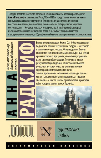 Изображение товара Книга АСТ Удольфские тайны, мягкая обложка (Радклиф Анна)
