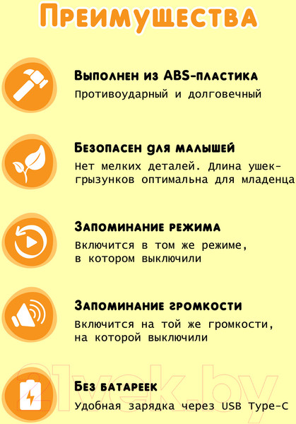 Изображение товара Интерактивная игрушка BertToys Зайчик Грызушка / 4630017955817 (желтый)