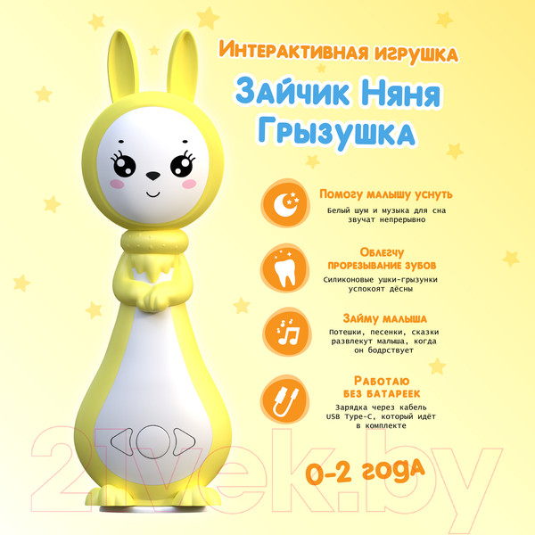 Изображение товара Интерактивная игрушка BertToys Зайчик Грызушка / 4630017955817 (желтый)