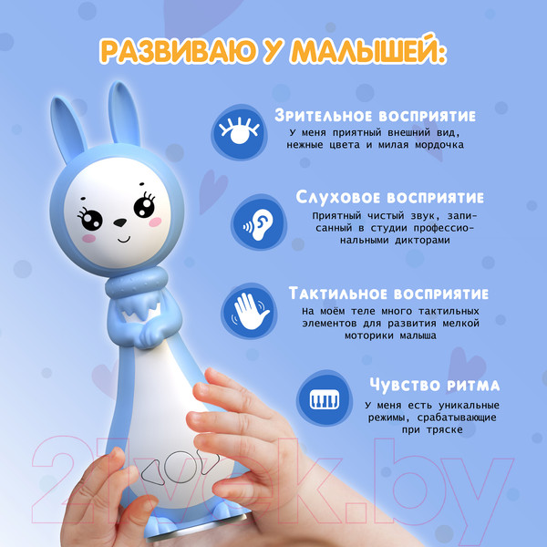 Изображение товара Интерактивная игрушка BertToys Зайчик Грызушка / 4630017955824 (синий)