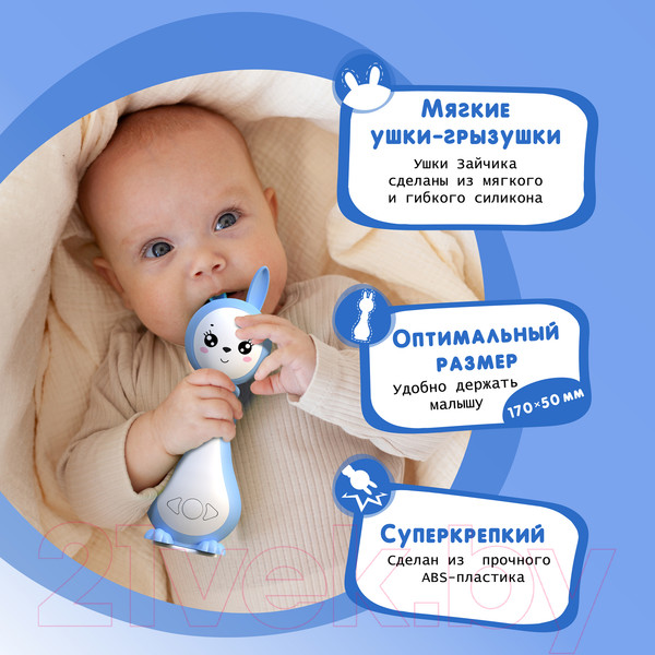 Изображение товара Интерактивная игрушка BertToys Зайчик Грызушка / 4630017955824 (синий)