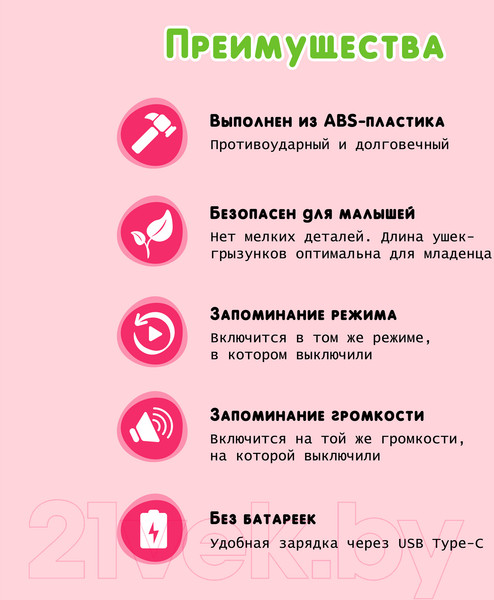 Изображение товара Интерактивная игрушка BertToys Зайчик Грызушка / 4630017955831 (розовый)