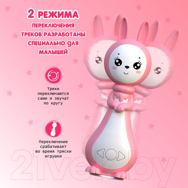 Изображение товара Интерактивная игрушка BertToys Зайчик Грызушка / 4630017955831 (розовый)
