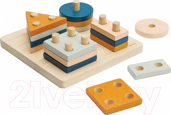 Изображение товара Сортер Plan Toys Доска с геометрическими фигурами / 5476