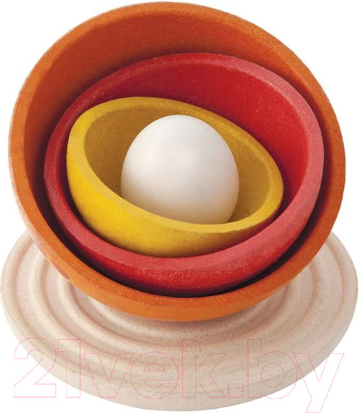 Изображение товара Развивающий игровой набор Plan Toys Пирамидка Куриное гнездо / 5695