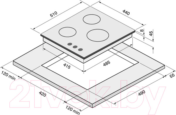 Изображение товара Газовая варочная панель Krona Hagel 45 BL W / КА-00005748