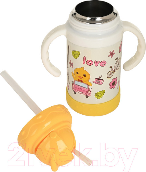 Изображение товара Термопоильник Pituso KD9309 с трубочкой (желтый)
