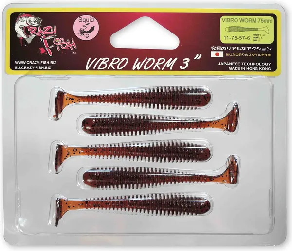 Изображение товара Мягкая приманка Crazy Fish Vibro Worm 3 / 11-75-57-6