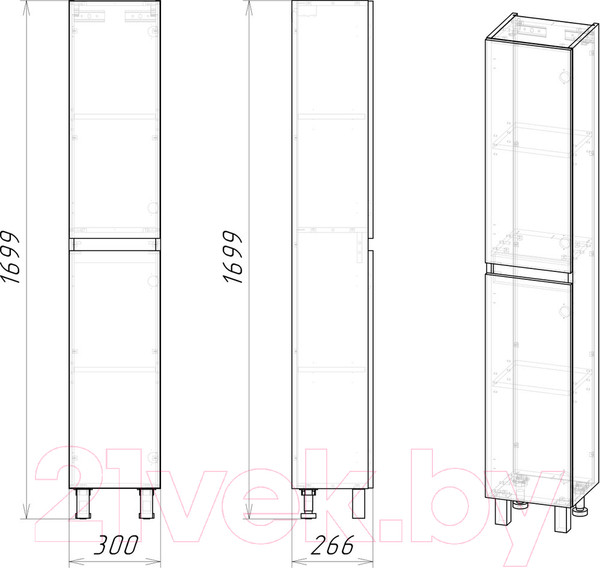 Изображение товара Шкаф-пенал для ванной Grossman Поло 30 / 303003-1